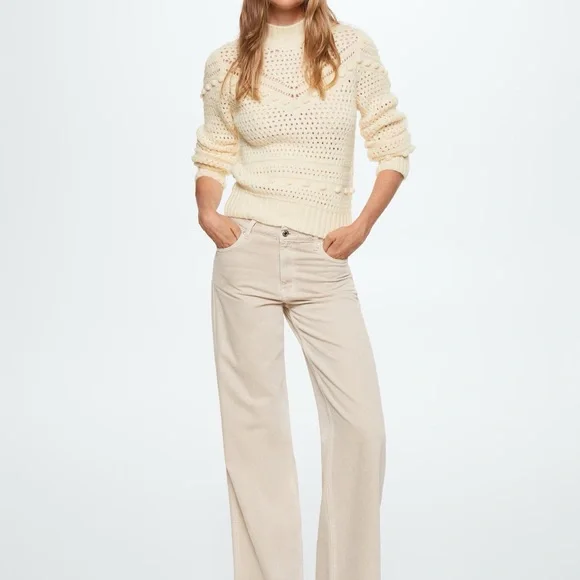 NWT Mango Openwork knit sweater, women’s Size L - Picture 2 of 13